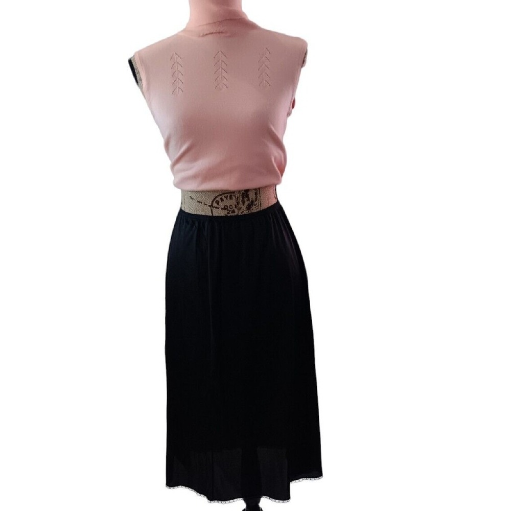 Cabernet 100% Nylon Petticoat Black Half Slip Under Skirt Lace M 28" / 40  AA309